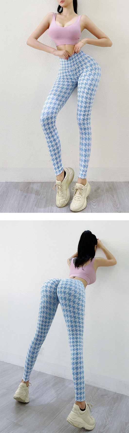 Pantalones Yoga Tejidos sin Costuras Diseño Pata de Gallo para Mujer - Image 8