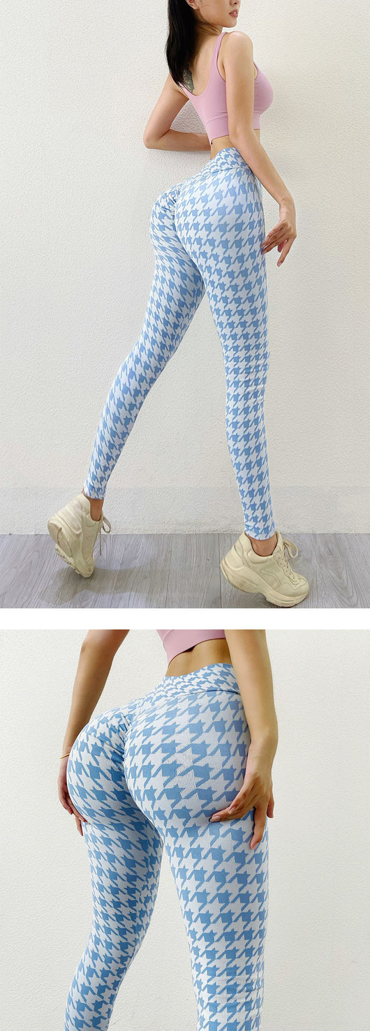 Pantalones Yoga Tejidos sin Costuras Diseño Pata de Gallo para Mujer - Image 9