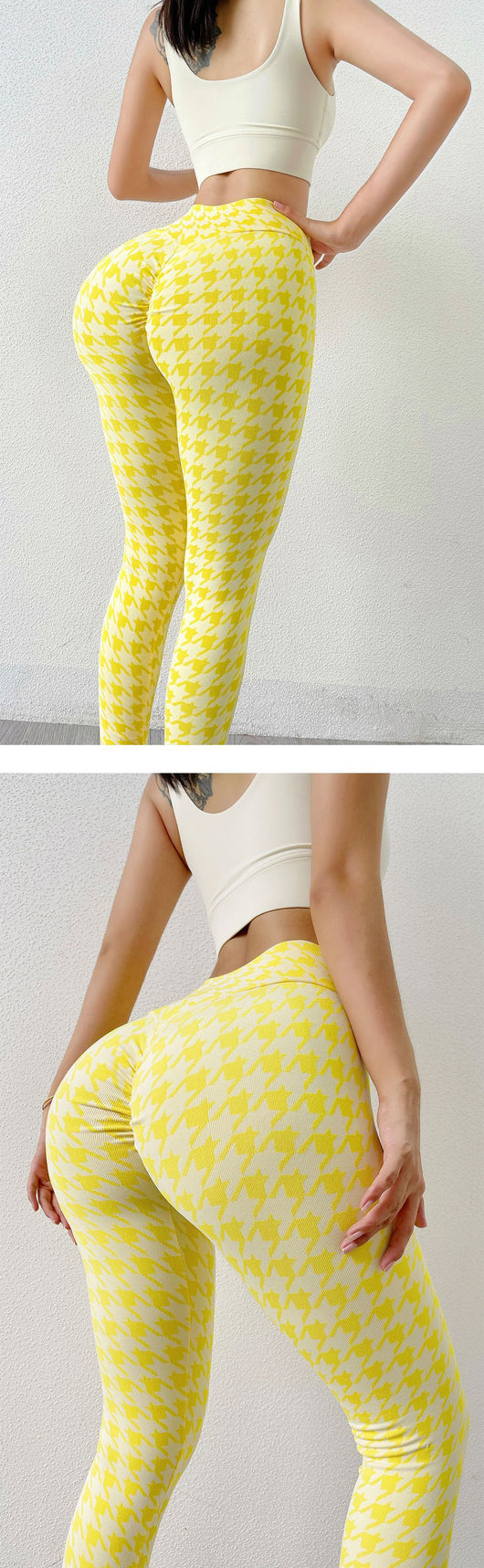 Pantalones Yoga Tejidos sin Costuras Diseño Pata de Gallo para Mujer - Image 11