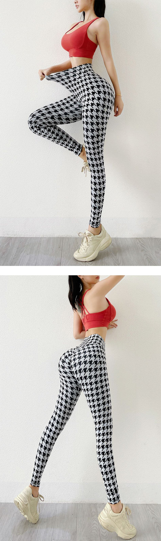 Pantalones Yoga Tejidos sin Costuras Diseño Pata de Gallo para Mujer - Image 12
