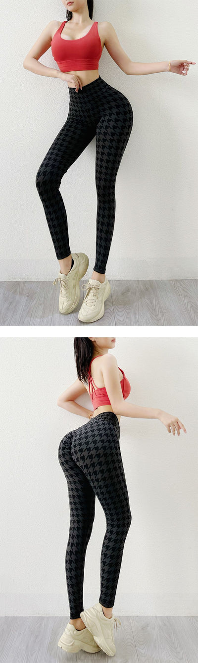 Pantalones Yoga Tejidos sin Costuras Diseño Pata de Gallo para Mujer - Image 14