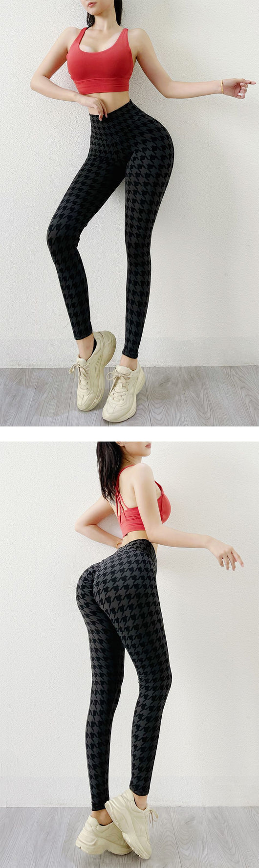 Pantalones Yoga Tejidos sin Costuras Diseño Pata de Gallo para Mujer - Image 14
