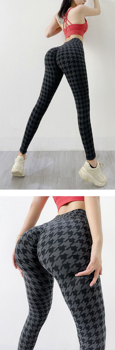Pantalones Yoga Tejidos sin Costuras Diseño Pata de Gallo para Mujer - Image 15