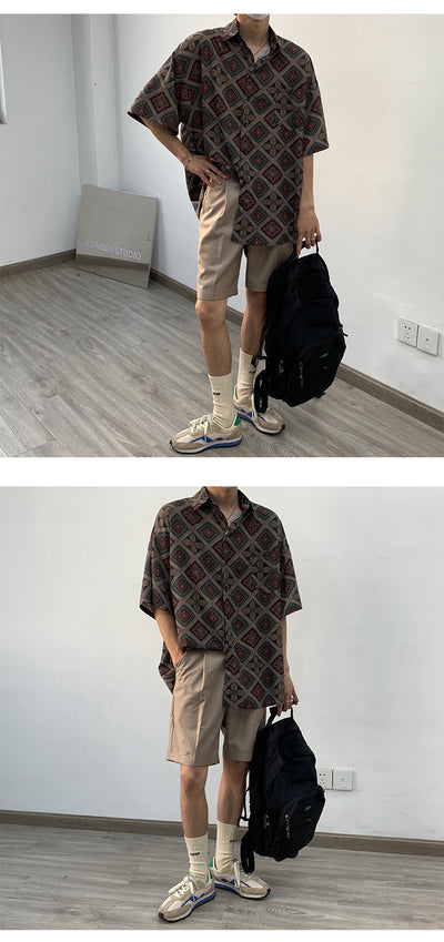 Camisa Floral Retro Holgada de Manga Larga para Hombre - Image 13