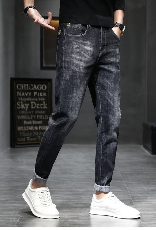 Pantalones Casuales Negros Slim Fit Cintura Pequeña para Hombre - Image 6