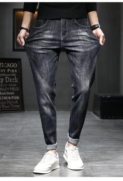 Pantalones Casuales Negros Slim Fit Cintura Pequeña para Hombre - Image 7