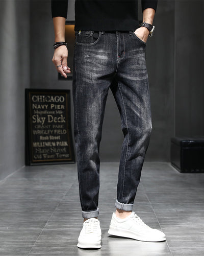 Pantalones Casuales Negros Slim Fit Cintura Pequeña para Hombre - Image 8
