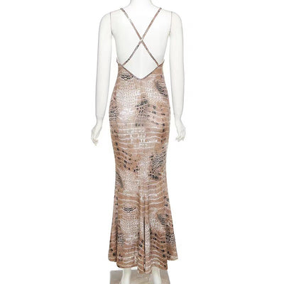 Vestido Fishtail Elegante Espalda Descubierta Estilo Europeo - Image 16