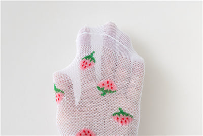 Calcetines Infantiles de Fresa Tubo Medio Niñas Tela Fina - Image 22