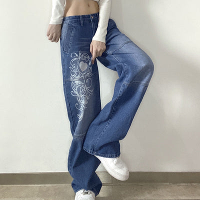 Pantalones Sueltos Talle Bajo con Pliegues y Estampado de Corazones - Image 15