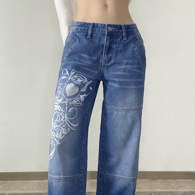 Pantalones Sueltos Talle Bajo con Pliegues y Estampado de Corazones - Image 16