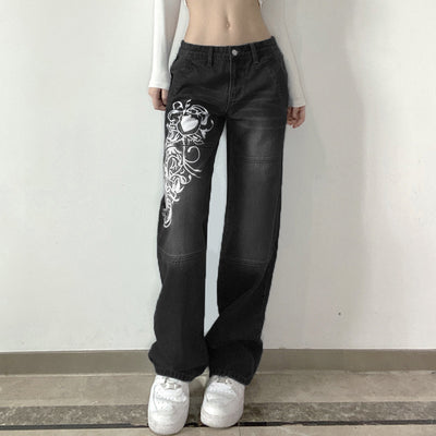 Pantalones Sueltos Talle Bajo con Pliegues y Estampado de Corazones - Image 18