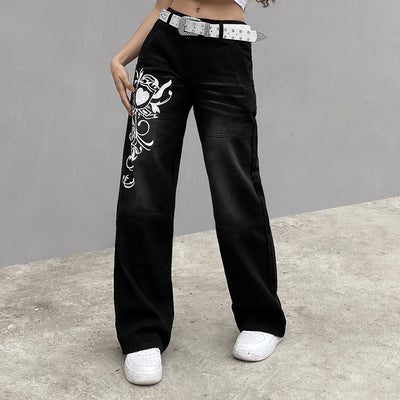 Pantalones Sueltos Talle Bajo con Pliegues y Estampado de Corazones - Image 23