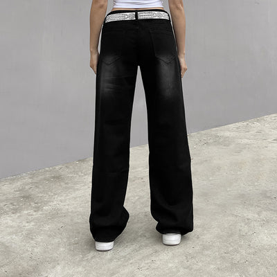 Pantalones Sueltos Talle Bajo con Pliegues y Estampado de Corazones - Image 25