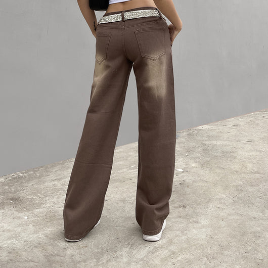 Pantalones Sueltos Talle Bajo con Pliegues y Estampado de Corazones - Image 27