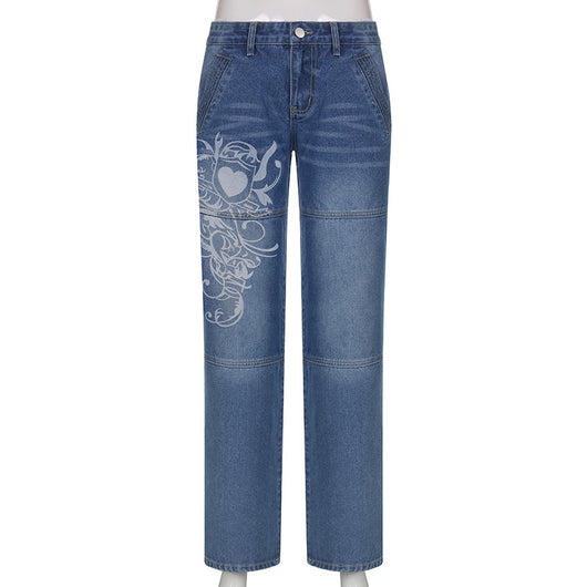 Pantalones Sueltos Talle Bajo con Pliegues y Estampado de Corazones - Image 28