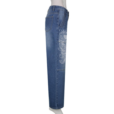 Pantalones Sueltos Talle Bajo con Pliegues y Estampado de Corazones - Image 30