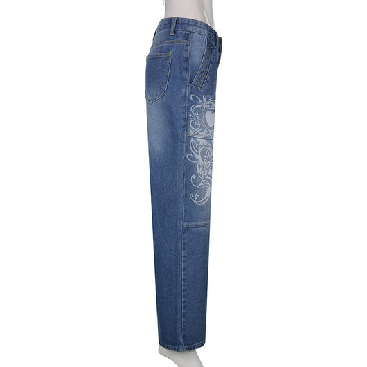 Pantalones Sueltos Talle Bajo con Pliegues y Estampado de Corazones - Image 30