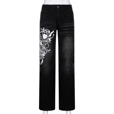 Pantalones Sueltos Talle Bajo con Pliegues y Estampado de Corazones - Image 32