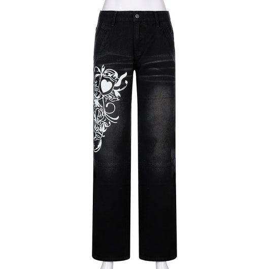 Pantalones Sueltos Talle Bajo con Pliegues y Estampado de Corazones - Image 32