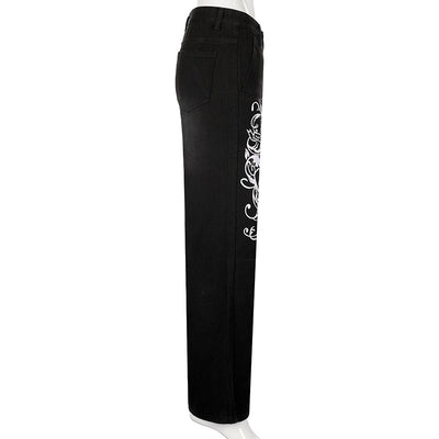 Pantalones Sueltos Talle Bajo con Pliegues y Estampado de Corazones - Image 34