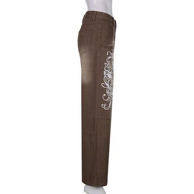 Pantalones Sueltos Talle Bajo con Pliegues y Estampado de Corazones - Image 38