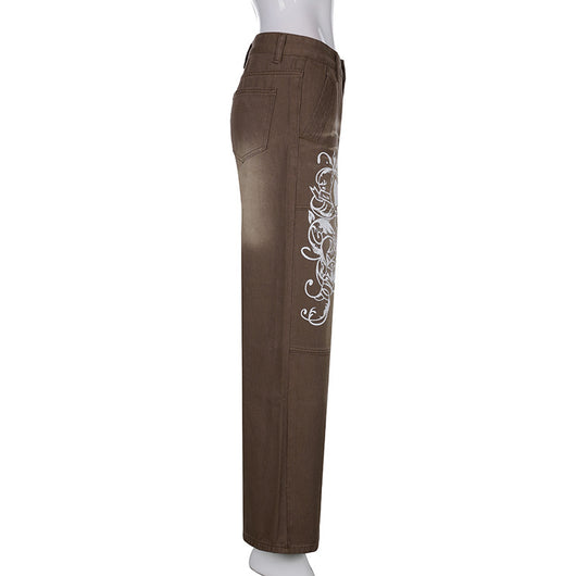 Pantalones Sueltos Talle Bajo con Pliegues y Estampado de Corazones - Image 38