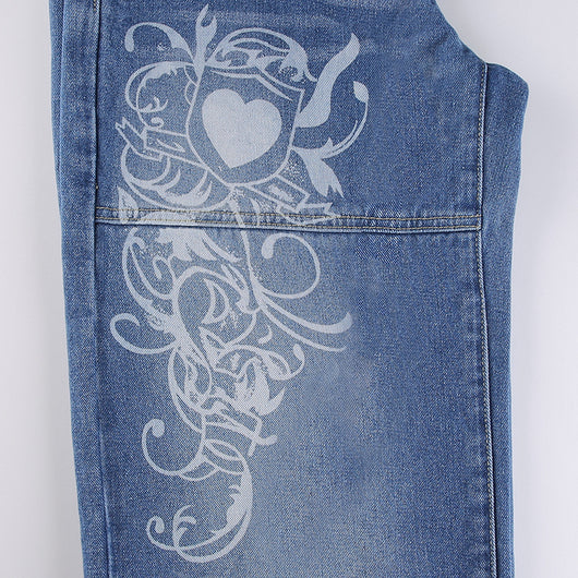Pantalones Sueltos Talle Bajo con Pliegues y Estampado de Corazones - Image 48