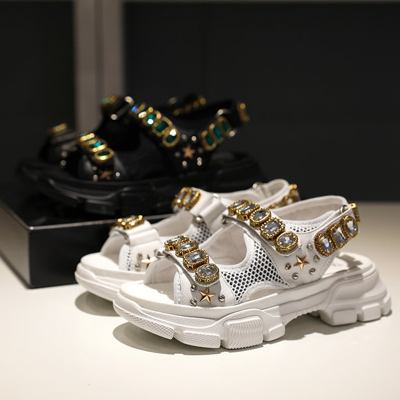 Sandalias Romanas de Plataforma en Cuero para Mujer