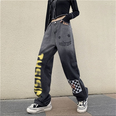 Pantalones Jeans Rectos Harajuku Degradado - Cintura Alta Mujer - Image 10