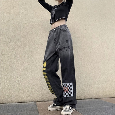 Pantalones Jeans Rectos Harajuku Degradado - Cintura Alta Mujer - Image 14