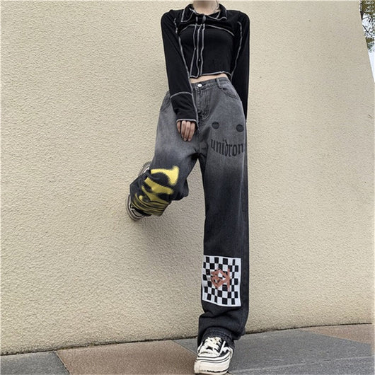 Pantalones Jeans Rectos Harajuku Degradado - Cintura Alta Mujer - Image 16