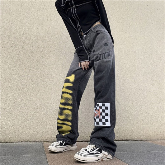 Pantalones Jeans Rectos Harajuku Degradado - Cintura Alta Mujer - Image 18
