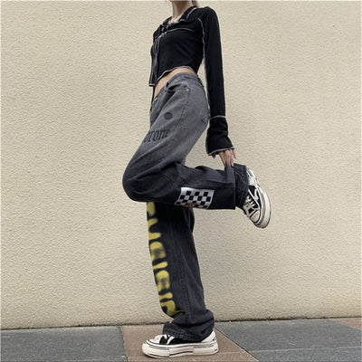Pantalones Jeans Rectos Harajuku Degradado - Cintura Alta Mujer - Image 20