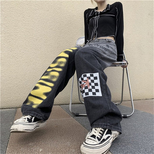 Pantalones Jeans Rectos Harajuku Degradado - Cintura Alta Mujer - Image 24