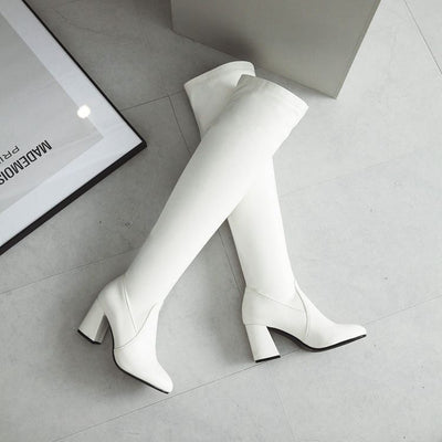 Botas Altas Stretch Tacón Grueso Talla Grande - Elegancia y Comodidad - Image 12