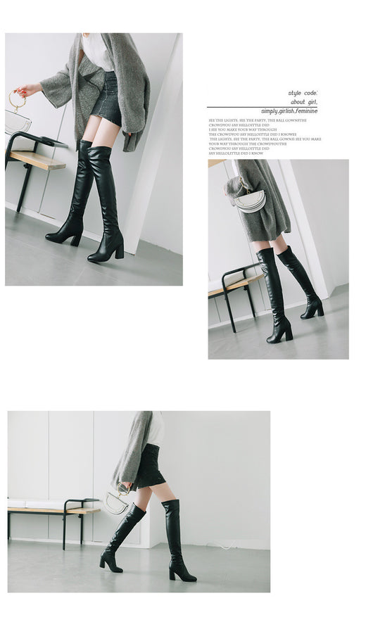 Botas Altas Stretch Tacón Grueso Talla Grande - Elegancia y Comodidad - Image 14