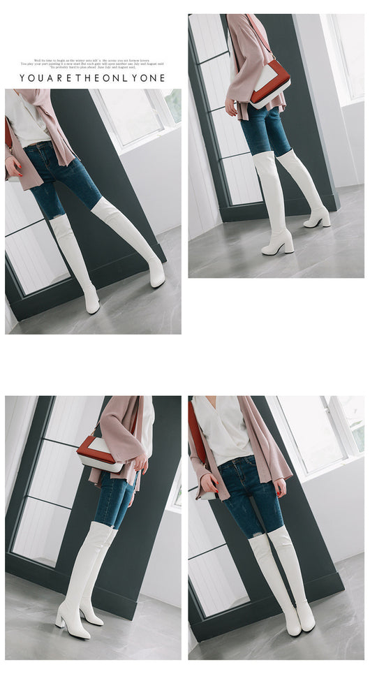 Botas Altas Stretch Tacón Grueso Talla Grande - Elegancia y Comodidad - Image 16