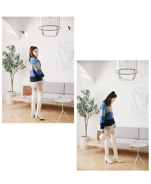Botas Altas Stretch Tacón Grueso Talla Grande - Elegancia y Comodidad - Image 17