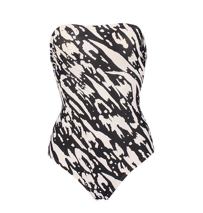 Traje de Baño Enterizo Tipo Tubo con Hombros Triangulares Negro y Blanco - Image 14