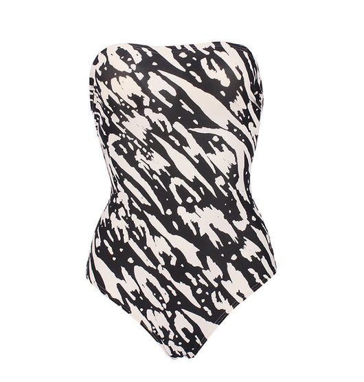 Traje de Baño Enterizo Tipo Tubo con Hombros Triangulares Negro y Blanco - Image 14