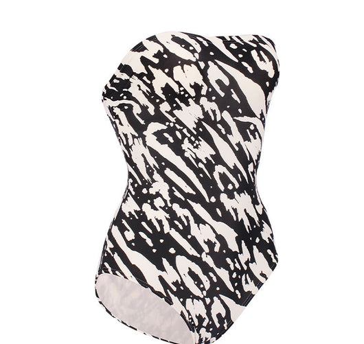 Traje de Baño Enterizo Tipo Tubo con Hombros Triangulares Negro y Blanco - Image 15