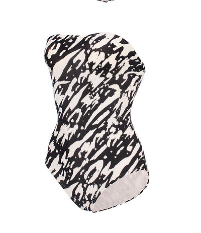 Traje de Baño Enterizo Tipo Tubo con Hombros Triangulares Negro y Blanco - Image 16