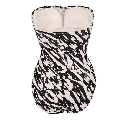 Traje de Baño Enterizo Tipo Tubo con Hombros Triangulares Negro y Blanco - Image 17