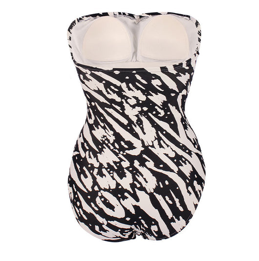 Traje de Baño Enterizo Tipo Tubo con Hombros Triangulares Negro y Blanco - Image 17