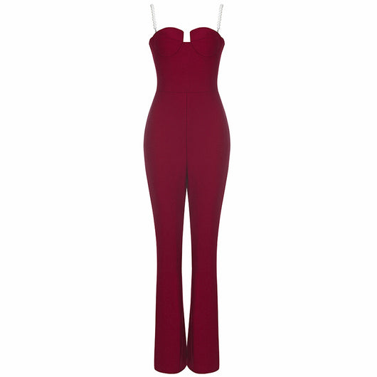 Jumpsuit Elegante para Mujer con Cintura Fruncida y Perlas - Image 23