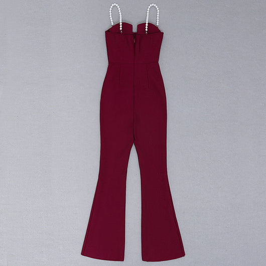 Jumpsuit Elegante para Mujer con Cintura Fruncida y Perlas - Image 29
