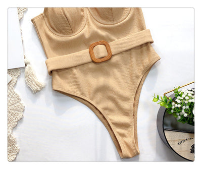 Bikini Entero de Color Sólido para Mujer - Image 7