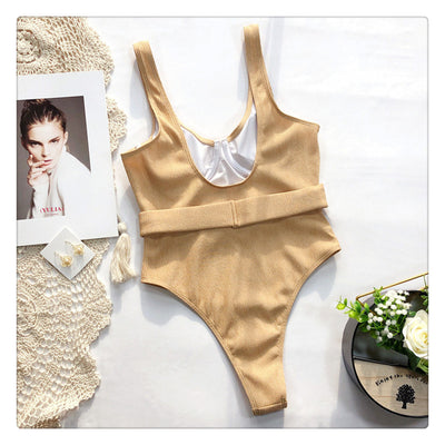 Bikini Entero de Color Sólido para Mujer - Image 8