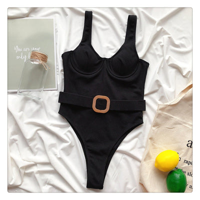 Bikini Entero de Color Sólido para Mujer - Image 9